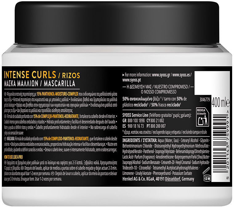 Syoss Intense Curls mascarilla 400 ml