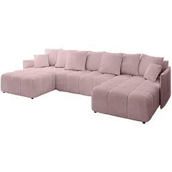 WOHNLANDSCHAFT LONLI-U 355x189x68 Rosa Cord