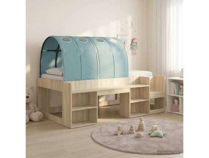 RJPLMFV Hochbett mit 3 Teilen, Eiche Sonoma Robustes Holzwerkstoff, integrierte Leiter, Lamellen inklusive, platzsparend, einfache Montage