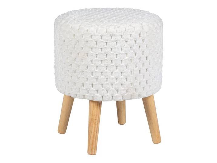 Hocker ROBBY 35x35x42cm künstliches fell weiss