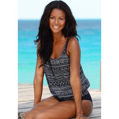 Oversize-Tankini KANGAROOS, Damen, Gr. 44, N-Gr, schwarz, Polyamid, Ethnomuster, Bikini-Sets, im angesagten Ethno-Look, Topseller