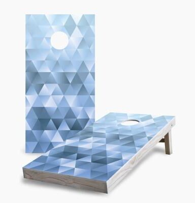 Skip's Garage Blue Gray Mosaic Regulation 2x4 Cornhole Game Set