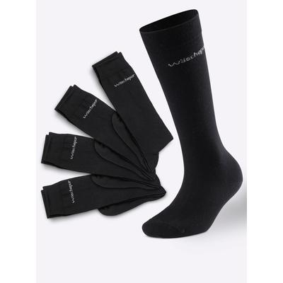 Kniestrümpfe WÄSCHEPUR, Herren, Gr. 2, schwarz, 53% Wolle, 46% Polyamid, 1% Elasthan, Socken Kniestrümpfe