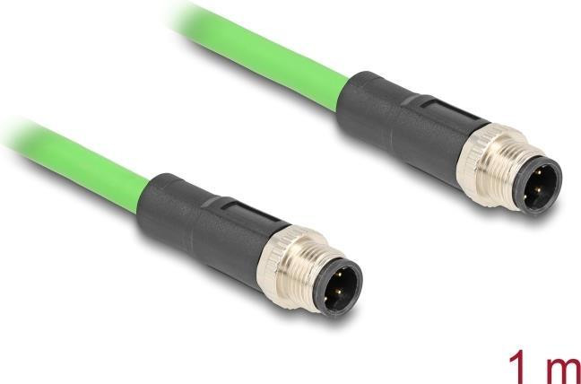 Delock M12-kabel D-gecodeerd 4-polige stekker naar stekker PUR TPU 1 meter