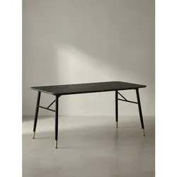 Esstisch Marmoroptik Metall Rechteckig Modern Klein, Schwarz 120x60x76 cm
