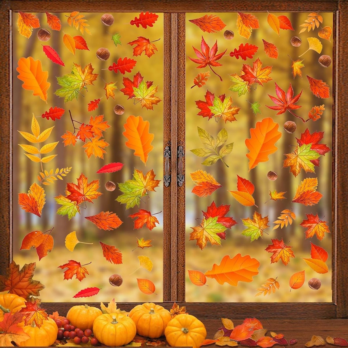 9 vellen zelfklevende herfst raamstickers met oogstfeest thema