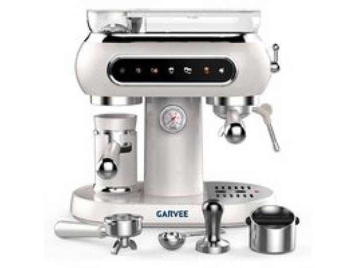 JoyGarden Machine à café électrique compacte à porte-filtre expresso crémeux design élégant blanc cuisine moderne