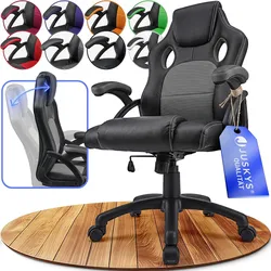 Juskys Racing Schreibtischstuhl Montreal ergonomisch Bürostuhl PC Gaming Stuhl – grau