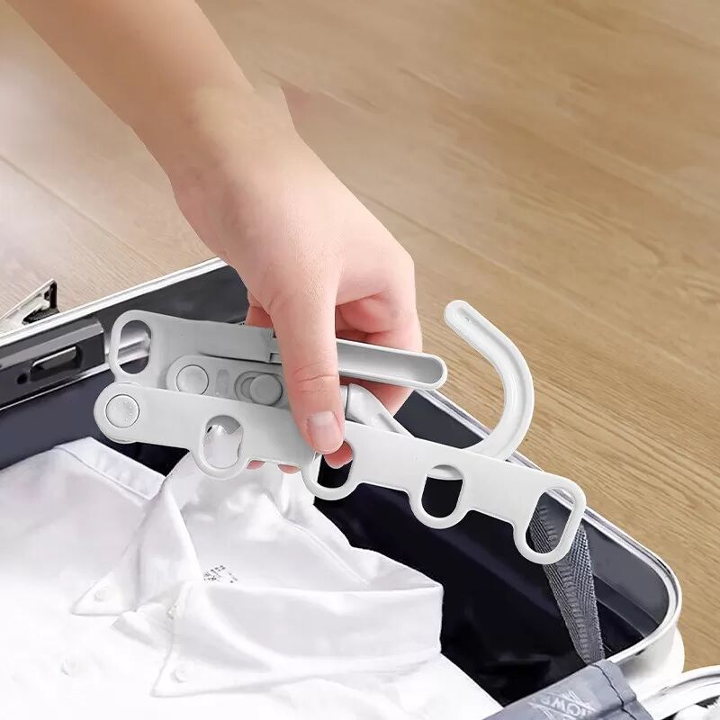 INF Cintre pliant à 5 trous compatible avec voyage, rotatif à 360°, gris, lot de 5