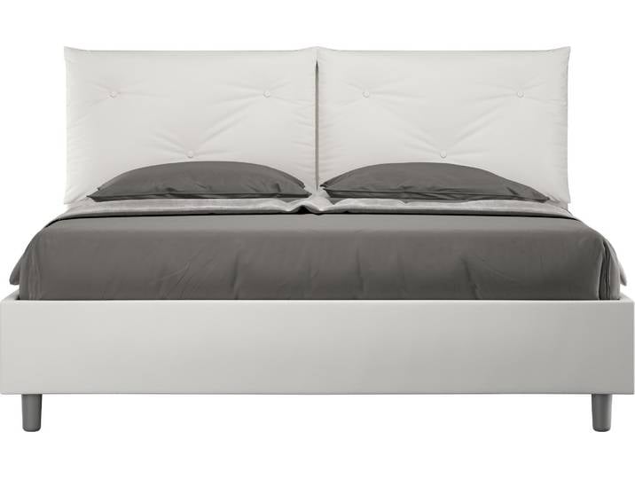 ITYHOME - Lit coffre rembourré 160x210 similicuir blanc Appia