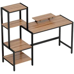 SCHREIBTISCH Computertisch mit Monitorständer, CPU-Ständer, 150 x 48 x 125 cm, Braun