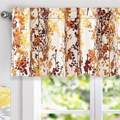 "DriftAway Leah Floral Blossom Ink Painting Window Valance - 52"" width x 18"" length"