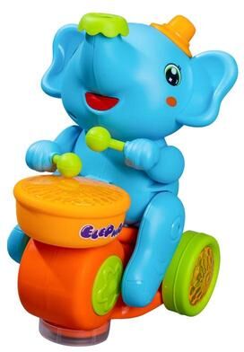 United Musical Elephant Toy With Floating Ball Walking Car LED Lights And Drumming For Toddlers blue