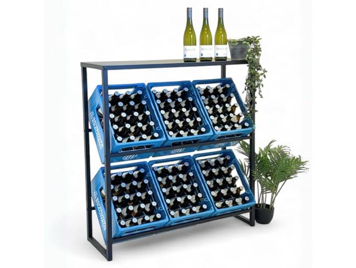 DanDiBo Getränkekistenregal 6 Kisten mit Ablage Getränkeregal 96435 Kistenregal Schmal Metall Stehend Bierkistenregal 100 cm Kastenständer (6 Kisten Breite 100 cm)