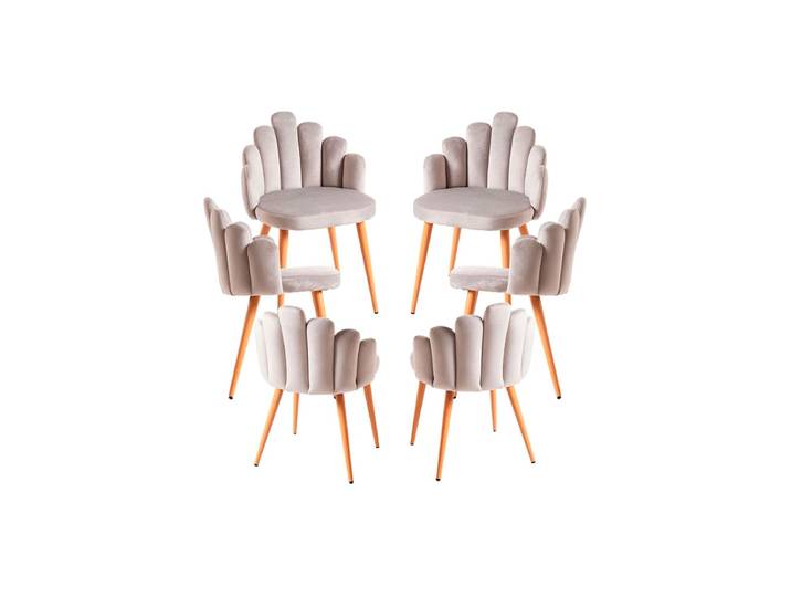 6er Set Hand Samt Stühle - Gris