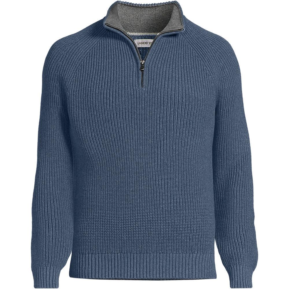 DRIFTER Pullover mit Reißverschluss in Tall-Größe, Herren, size: tall, Blau, Baumwolle, by Lands' End