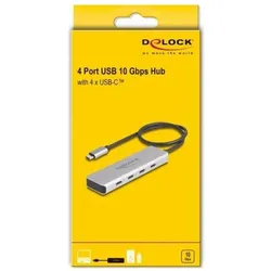 Delock Mobile (USB-C, 4 Ports), Dockingstation + USB Hub, Grau