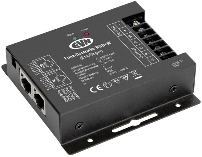 EVN Lichttechnik Contrôleur récepteur radio 12-24V/DC 4x6A IP20 FCRGBW4X6A (FCRGBW4X6A)