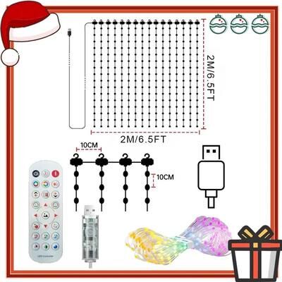 Uplift Picks Smart Color Changing Curtain Lights With DIY App And Music Sync 2x2 M 400 Leds 1 Pc