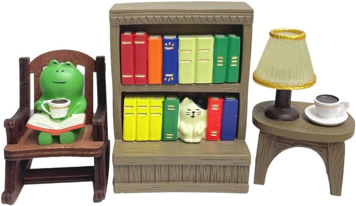 Kikker Beeldjes Set - 3 stuks Miniatuur Beeldjes voor Bureau Decoratie - Groen