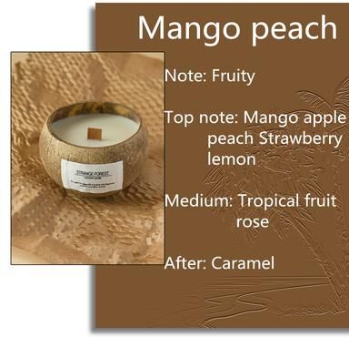 Quick Pick Pro Handmade Coconut Shell Candle, Natural Soy Wax Aromatherapy Candle, Festival Gifts, Home Decoration, Gift mango Peach