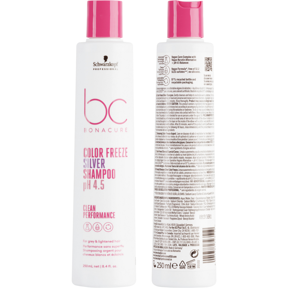 Schwarzkopf BONACURE Clean Performance Color Freeze Silver Shampoo 250mL