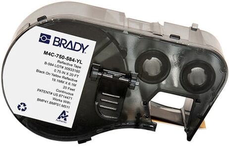 Brady M4C-750-584-YL etiquetas reflectantes negro sobre amarillo 19,05 mm x 6,10 m