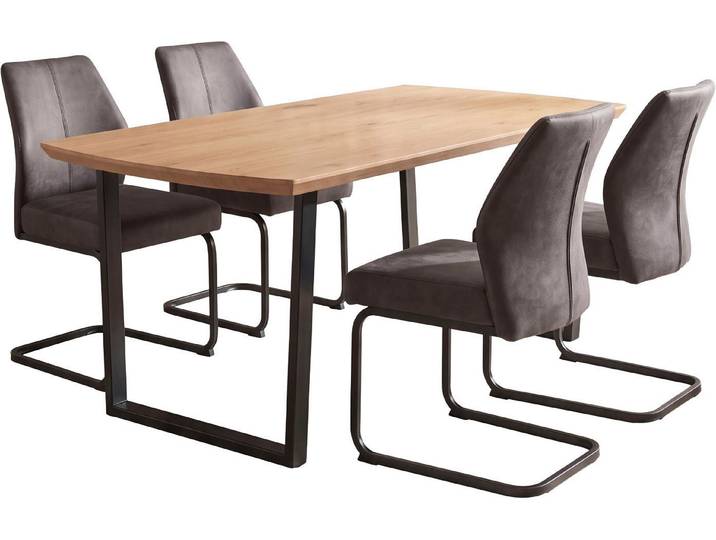 HELA Essgruppe WANDSBEK, (Set, 5-tlg), Tisch Echtholz furniert, Schweizer Kante, Stuhl mit Federkorb