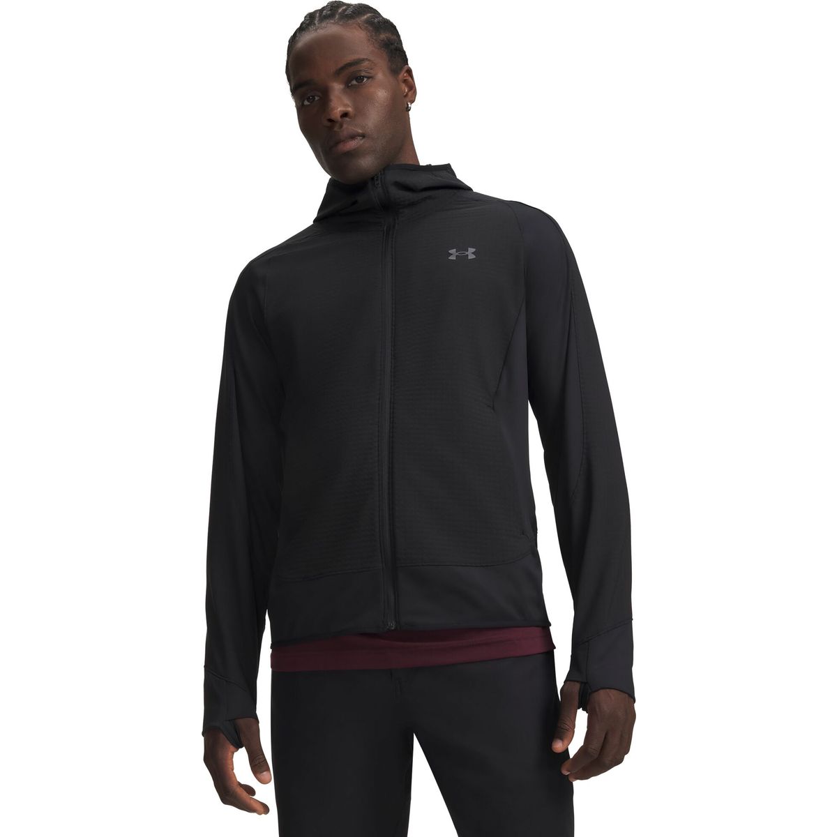 Under Armour M Explor Offgrid Full Zip Hoodie black castlerock (001) S 6013495-001-SM
