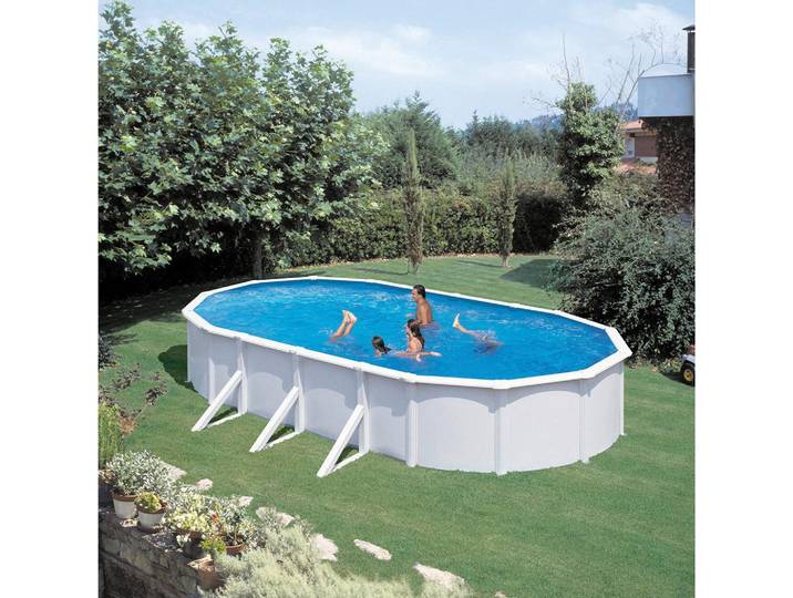 Stahlwandpool oval Steely De Luxe mit Leiter L: 730 cm