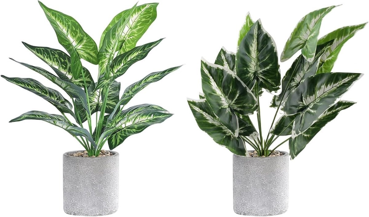 Onderhoudsvrije groene kunstplant in pot, 38 cm hoog