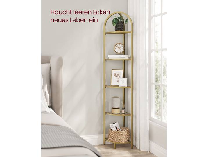 VASAGLE Eckregal mit 5 Etagen, Badregale, Bücherregal, Standregal, Metallgestell