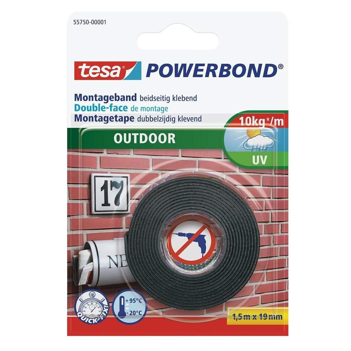 tesa doppelseitiges Befestigungsband Powerbond, Outdoor 1,5 m 19 mm (H5575004) (19 mm) (19 mm) (H5575004)