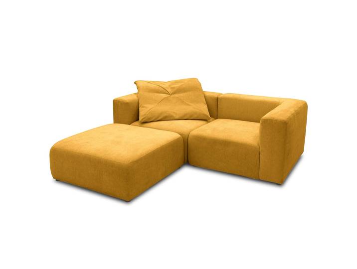 Ecksofa mit Longchair Gelb Microfaser Sofina 216cm Longchair beidseitig montierbar Modern