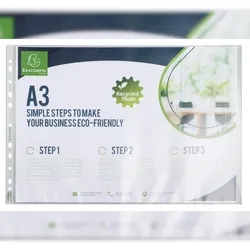 Exacompta 6230E 5x Beutel mit 50 Prospekthüllen, genarbt, Recycling-PP 90, für A3, Forever - Transluzent