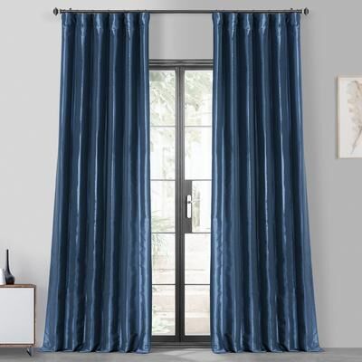 Exclusive Fabrics Exclusive Fabric Faux Silk Taffeta Solid Blackout Curtain (1 Panel)