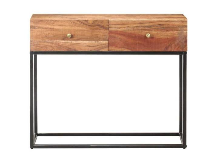 Meuble érangement - forme rectangulaire - Table console 90x35x75 cm - Bois d'acacia brut - Assemblage requis（4719）
