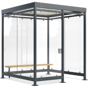 WSM Personenunterstand Economy Köln K2 c/b BS, anthrazit, 3 Wände + Windfang aus Glas, 217 x 217cm (B/T), für 4 Personen