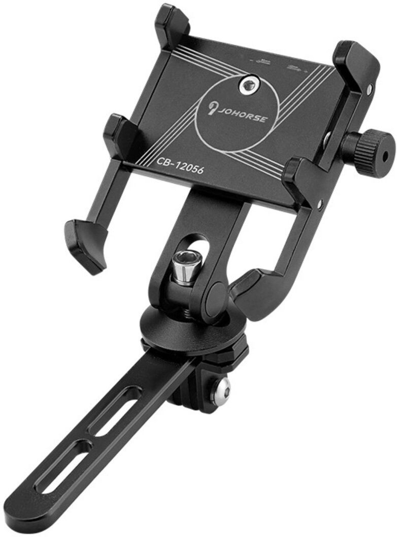 INF Multifunktionaler Fahrrad-Handyhalter mit integriertem Licht und Kamera-Halter, Aluminiumlegierung, 360° drehbar, Schwarz