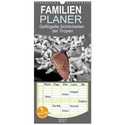 Familienplaner 2027 - Geflügelte Schönheiten der Tropen mit 5 Spalten (Wandkalender, 21 x 45 cm) CALVENDO
