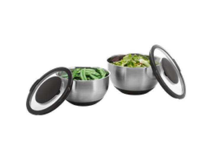 SILVERCREST® Set de 2 ou 3 bols mélangeurs Premium en acier inoxydable (Lot de 2 bols avec couvercle anti-éclaboussures)