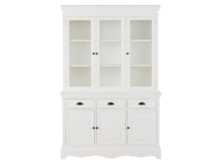 Weißer 3-türiger Vitrinenschrank, 123 cm
