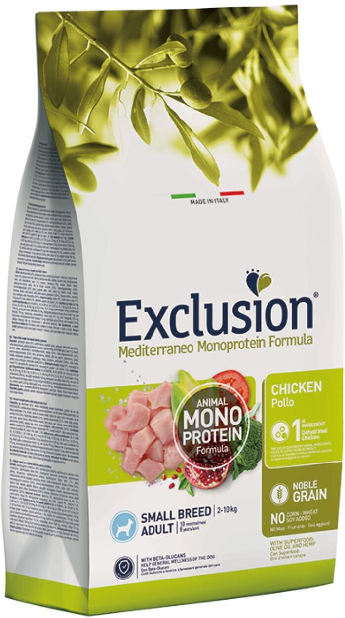 Exclusion Mediterraneo Monoproteico Noble Grain Adult Small Pollo per Cani Adulti 2Kg