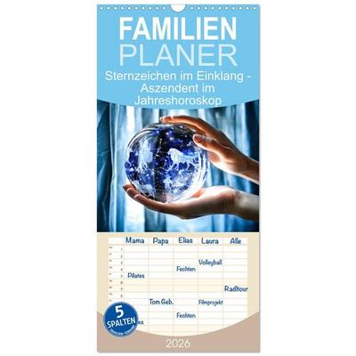 Familienplaner 2026 - Sternzeichen im Einklang - Aszendent im Jahreshoroskop mit 5 Spalten (Wandkalender, 21 x 45 cm) CALVENDO