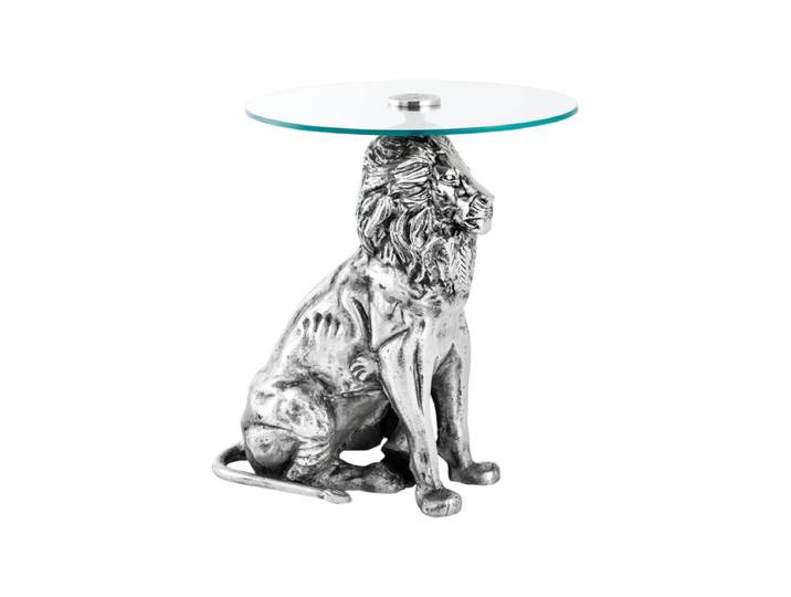 Design Beistelltisch „Wildlife Lion“ Marmor Silber Invicta Interiors