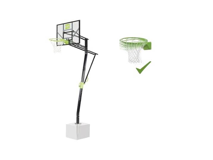 EXIT Toys Galaxy Basketbalbord voor Grondmontage met Dunkring - Incl. Dunkring, Net en Paal - Bord in 5 Hoogtes Verstelbaar - Voor Kinderen en Volwassenen - Stevig Frame - Groen/Zwart