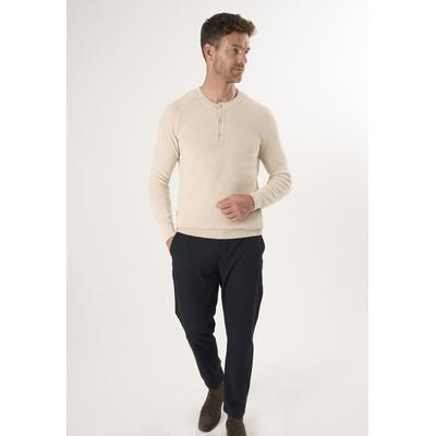 Rundhalspullover FELIX HARDY "Pullover mit Rundhalsausschnitt und Knöpfen", Herren, Gr. XXL, beige, 100% Baumwolle, Rundhals, Pullover Rundhalspullover