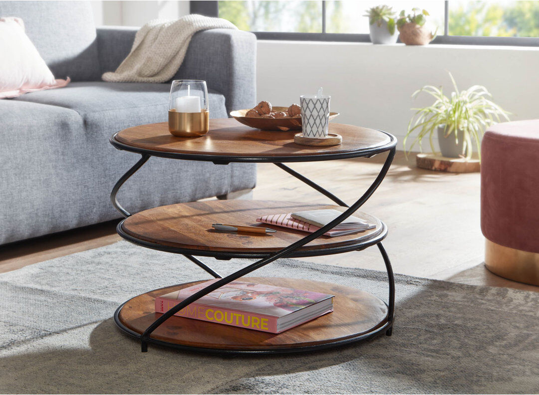 Borough Wharf Menoken Three Leg Coffee Table with Storage 40.5cm H X 58cm W X 58cm D