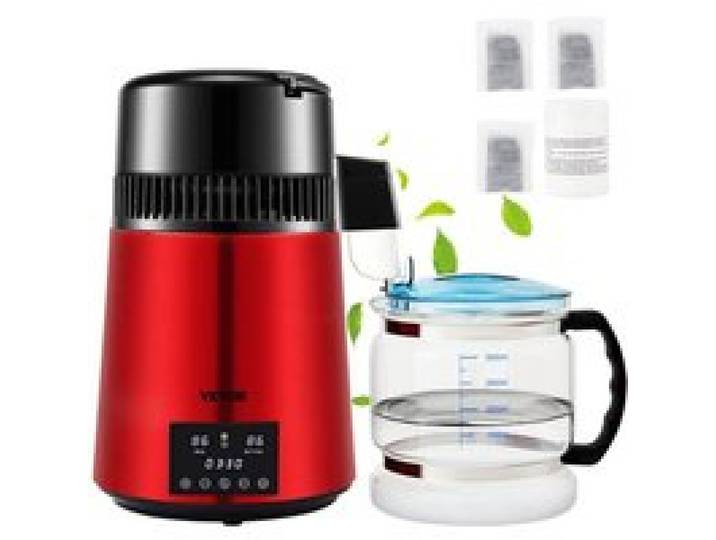 Distillateur deau Inox - VEVOR - YMK40207 - 1L/h - Rouge - Température Réglable
