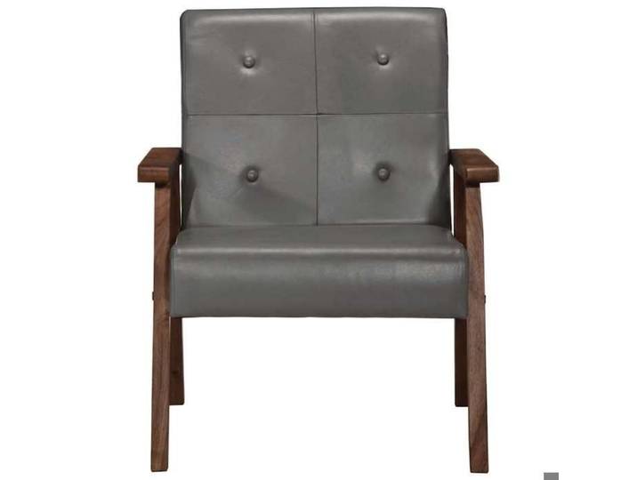 SARA@Fauteuil gris cuir véritable - Fauteuil mixe 1 personne HO21202